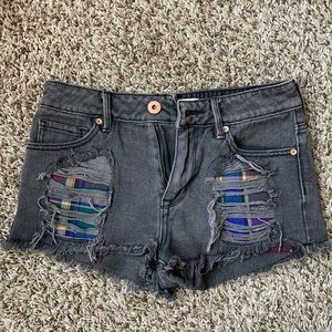 Distressed jean shorts. Gray. Size 3.
